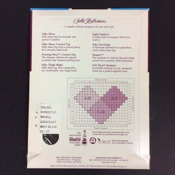 Hanes Silk Reflections Silky Sheer Control Top Pantyhose TWO PAIR EF Barely Blac - Picture 3 of 4